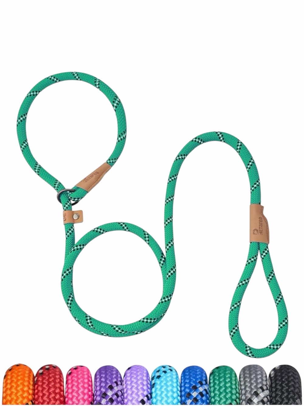 NEW - Petarea 5FT Slip Lead Leash Reflective Green Dog Pet - Medium